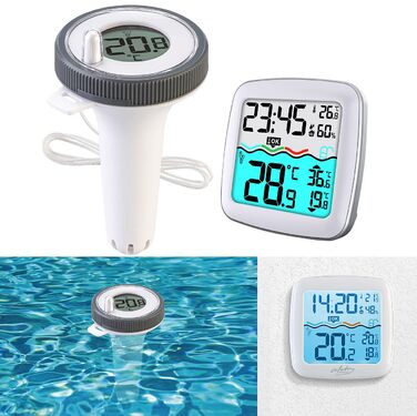 infactory Pool Thermometer: Digital Pond & Pool Thermometer, Radio Receiver, Color LCD, IP67 (Pool Radio Thermometer, Radio Pool Thermometer, Temperature Sensor)