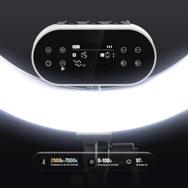 NEEWER Комплект кільцевого світла для фото та відео: 48 см, 52 Вт, регульоване LED, штатив, Bluetooth, для смартфона, YouTube, селфі (RH100B)