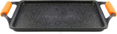 Гриль-пластина WECOOK! Ecochef Titan 37x25 см, алюмінієва, з антипригарним покриттям Quantanium, для індукції та всіх типів плит, знімні силіконові ручки, чорна
