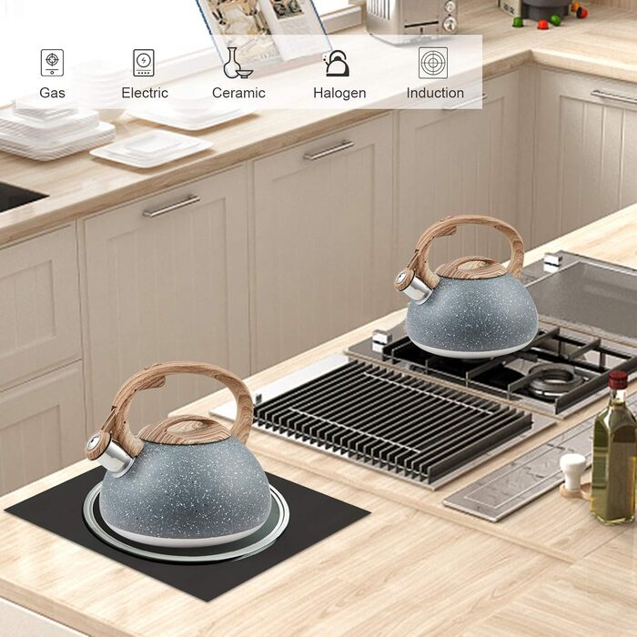 Чайник-заварник зі сталі, 2.2л (сірий) - для плити, індукції