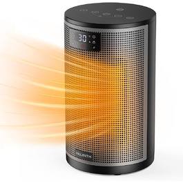 Електричний обігрівач PALINTH 1500W з термостатом, 4 режими, захист від перегріву та перекидання, таймер 8H, для дому, чорний