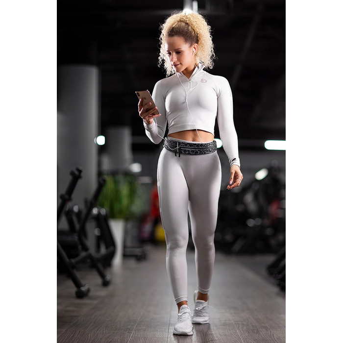 Пояс для бігу Fitgriff® з кишенею для телефону - спортивний пояс, сумка на пояс для джогінгу, бігу, фітнесу. Підходить для смартфонів M-L (85–120 см обхват талії). Колір: леопард