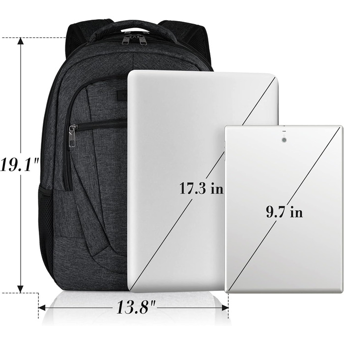 Чоловічий рюкзак BIKROD: великий, водонепроникний, з USB-портом для зарядки, 17.3