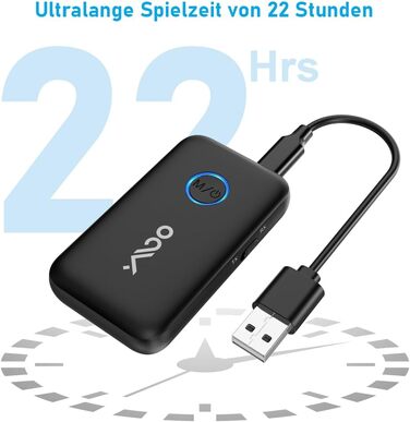 Bluetooth 5.3 адаптер YMOO 2-в-1 для ТБ та літака: ресивер та трансміттер з aptX Low Latency, роз'єм 3.5 мм, для навушників та колонок