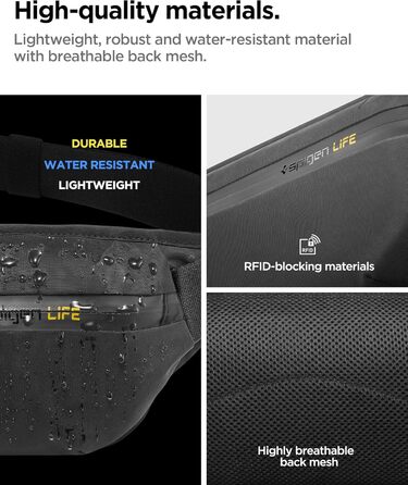 Чоловіча та жіноча поясна сумка Spigen Klasden Bauchtasche для подорожей, спорту та активного відпочинку - чорна