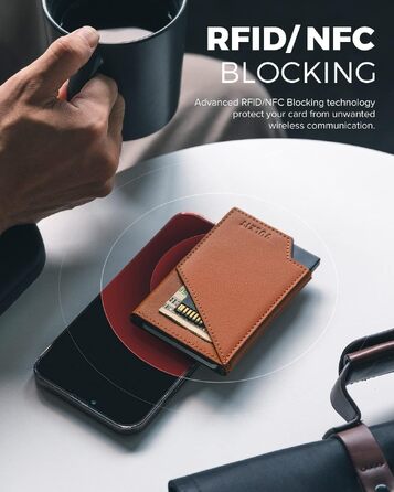 Чоловічий гаманець-картхолдер VULKIT з RFID-захистом, сліма металевий кейс з відділенням для купюр та монет, коричневий