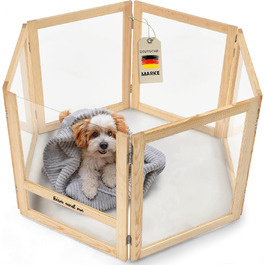 Кізовий вольєр для цуценят Emma Hundelaufstall: міцне дерево, акрилове скло, мобільний загін для собак, сучасний дизайн, 60 см у висоту