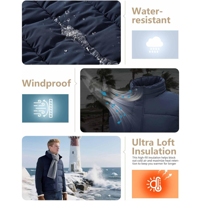 Чоловіча степкова жилетка 33000ft - тепла спортивна жилетка для туризму, гольфу, їзди на конях та активного відпочинку. Водовідштовхуюча жилетка з 4 кишенями. Колір: темно-синій, розмір S