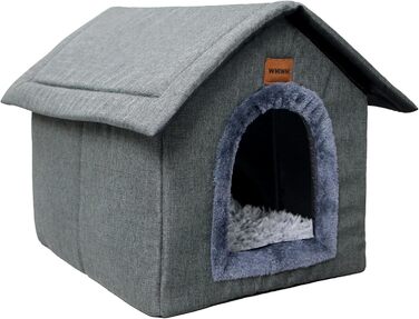 Будка для собак та котів з м'яким знімним подушкою, 40x35x40 см, темно-сірий