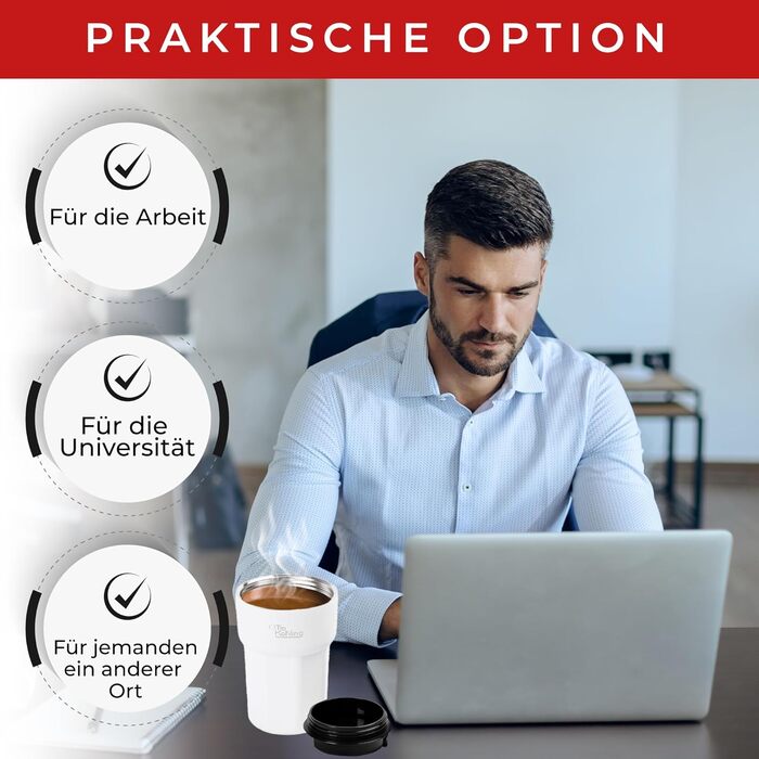 Термокружка 350 мл з кришкою, що не протікає, з нержавіючої сталі для кави, чаю та напоїв на винос