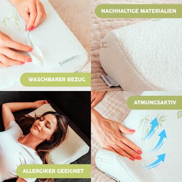 Schlaffactory Neck Pillow | Memory Foam Pillow for Neck Pain, Soft | Travel Pillow with Carrying Bag | Orthopedic Pillow | Hypoallergenic