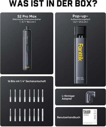Акумуляторний шуруповерт Fanttik S2 Pro Max з набором біт (7 моментів, 0.5-6 Нм, 1/4