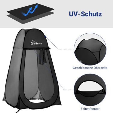 Portable Pop-Up Shower Toilet Privacy Tent - Outdoor Camping Toilet Shelter with Privacy Screen (Black, XL)