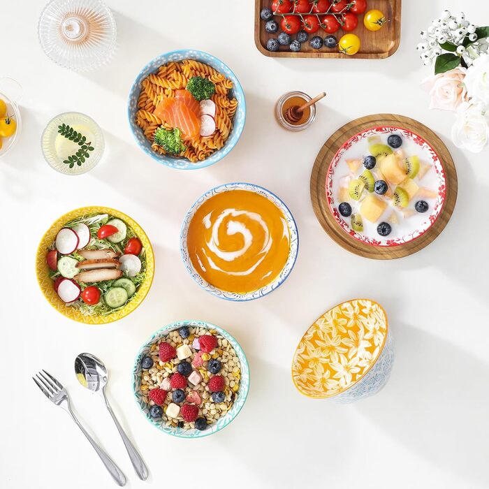 Набір посуду Vancasso Selene для 6 осіб, 24 елементи: тарілки, супові тарілки, десертні тарілки, миски, пастельний фарфор, мікрохвильова піч