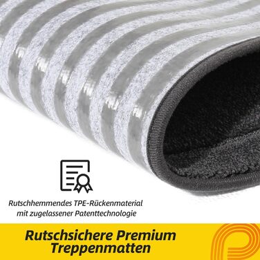 Килимок для сходів JSEI, 15 шт., 20.3 x 76.2 см, антиковзкий, для дітей та домашніх тварин, 100% поліестер, TPE-підкладка, темно-сірий