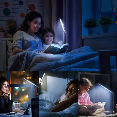 Настільна LED лампа BIENSER 20W з бездротовою зарядкою та USB-портом, 10 рівнів яскравості, 5 режимів світла, таймером та функцією пам'яті, чорна