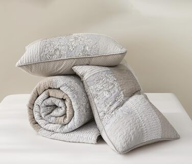 Комплект ковдр Chezmoi Collection Quinn: 3 шт. з квітковим патерном гібіскус, смугастий, з бавовни, легко переться, розмір Queen