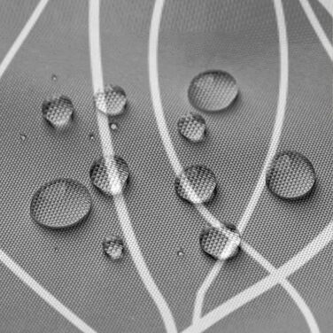 Шторка для душу M&W Design з поліестеру, з лініями, антигрибкова, водовідштовхувальна, з 12 C-кільцями, з обтяженим краєм, мінімалістичний дизайн, стійка до вицвітання, 180x200 см, білий (H200 x B180 см, упаковка 1 шт.), сірий