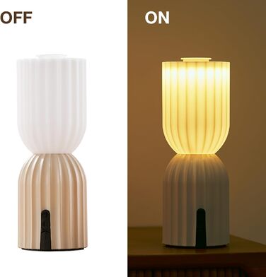 Світлодіодна настільна лампа бездротова акумуляторна, RGB з USB-C, димується, IP54, бежева для вітальні, балкона, саду