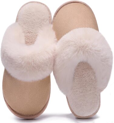 Тапочки домашні жіночі та чоловічі зимові з пам'яттю, м'які, теплі, неслизькі, зручні, плюшеві, для дому та вулиці, 38.5/40 EU, світло-коричневі