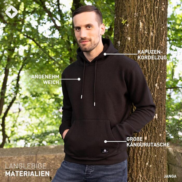 Худі Janga від Höhenhorn для чоловіків, чорний, XXL, з високоякісної бавовни