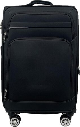 Чемодан-ролер Stoff з можливістю розширення, 4 колеса (M/L/XL/XXL або набір 4 шт.), м'який, великий (75 см), чорний