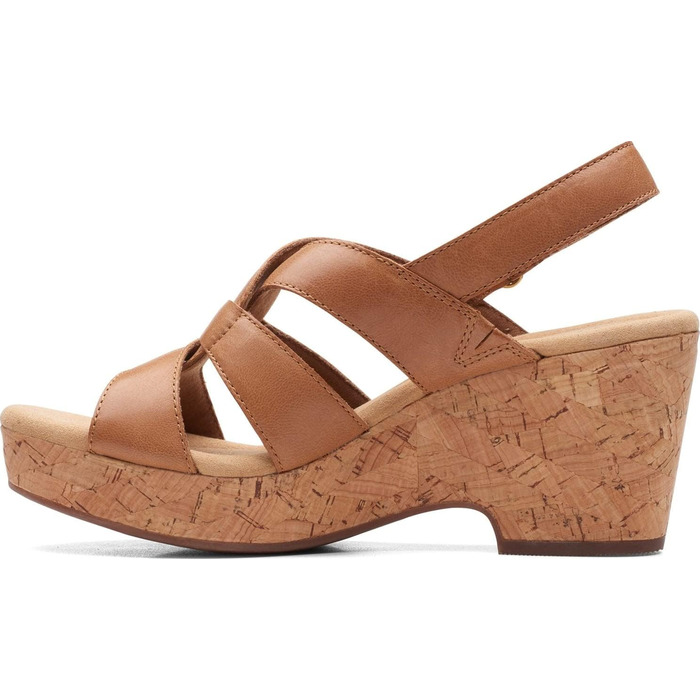 Босоніжки жіночі Clarks Giselle Beach з натуральної замші на танкетці, колір світло-коричневий, розмір 42.5 EU
