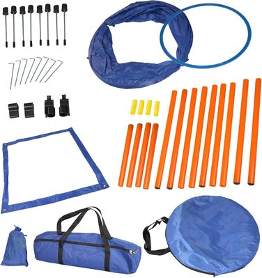 Набір для аджиліті для собак маленьких та середніх порід | Набір для дресирування собак з бар'єрами, тунелем та кільцем для стрибків | Початковий набір для собачого спорту