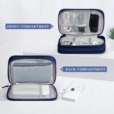 Органайзер для кабелів Simpolor: подвійний шар, для подорожей, USB, Powerbank, SD-картки (Блакитний)