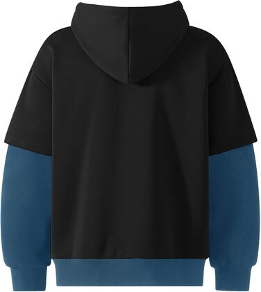 Чоловіча толстовка з капюшоном RUIZEHONG з блискавкою, спортивна куртка, кольорові блоки, повсякденний стиль, з кишенями, біло-чорна (чорно-синя, S)