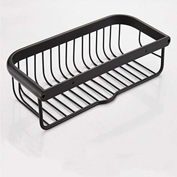 Shower caddy with oiled bronze finish, wall-mounted, bathroom shelf, storage holder for bath soap and shampoo, 30 cm length