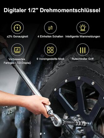 Цифровий шуруповерт з моментом, 2.66-53.1 In-lbs/ 1/4'' Drive, 17-340Nm, з індикатором крутного моменту, звуковим сигналом та LED-дисплеєм, 27 в 1