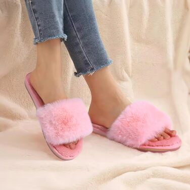 Тапочки жіночі пухнасті, рожеві, з хутром, COFACE – домашні, теплі, для дому, літні, зимові, басейну, пухнасті шльопанці