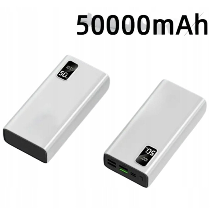 Потужний павербанк Hinne HE34B 50000 mAh, 22.5W, білий, з LED-індикатором