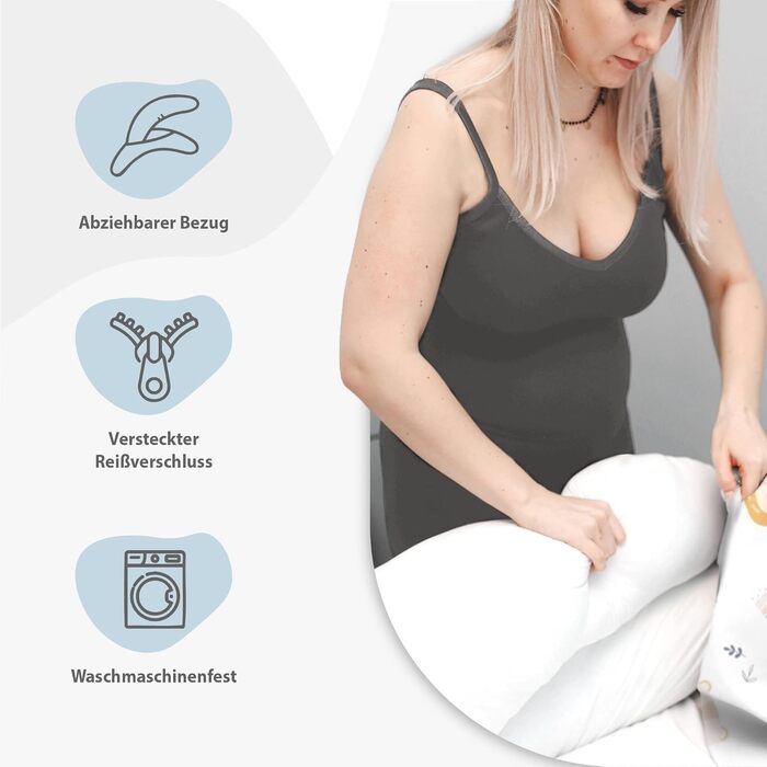 Подушка для сну Tottsy Baby Seitenschläfer - 190 см для сну на боці, вагітним та годуючим, з чохлом Oeko-Tex, принт у крапочку на сірому кольорі