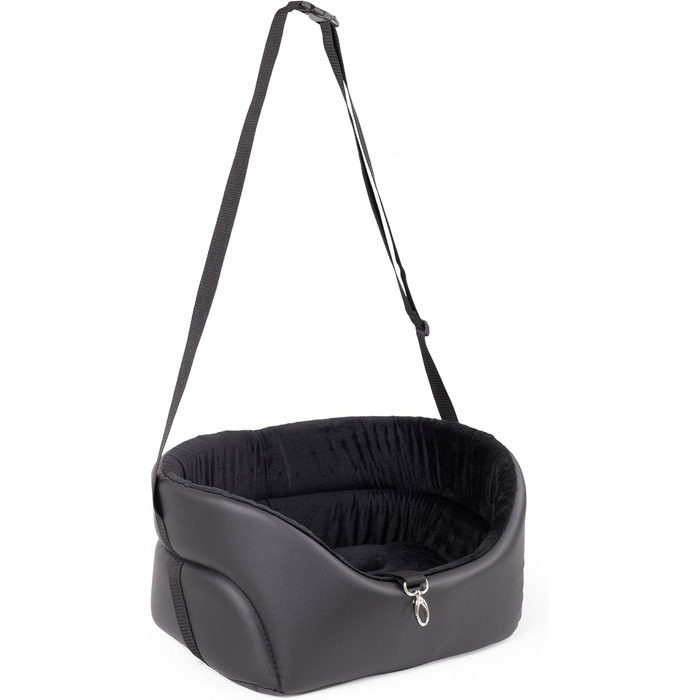 Автокрісло для собак Boutique Zoo M: 51x40 см, чорний, штучна замша - універсальне, миється, зносостійке