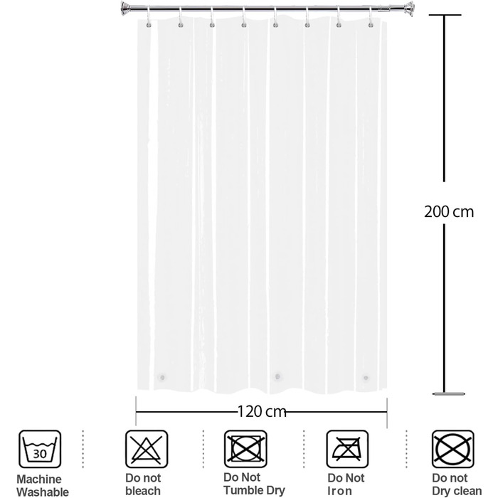 Прозорий душовий завіс YISURE 120x200 см з магнітами, водонепроникний, для ванни