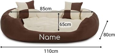 Ліжко для собак та котів Lionto 4-в-1 з поворотним подушкою, 65x50 см, з міцного оксфорду, водовідштовхувальне, з глибоким входом, з декоративною подушкою, для всіх розмірів, (колір: коричневий/бежевий)
