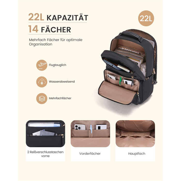 LOVEVOOK Рюкзак для ноутбука, жіночий, 15.6 дюймів, водонепроникний, для роботи, навчання, подорожей, темно-синій