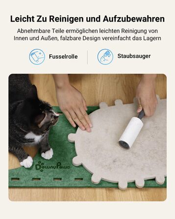 Будиночок-гніздо для котів DownyPaws з фетру, 2-ярусне котяче ліжко, 50 x 33 x 50 см. Затишний дизайн, захист кігтів, зелений колір