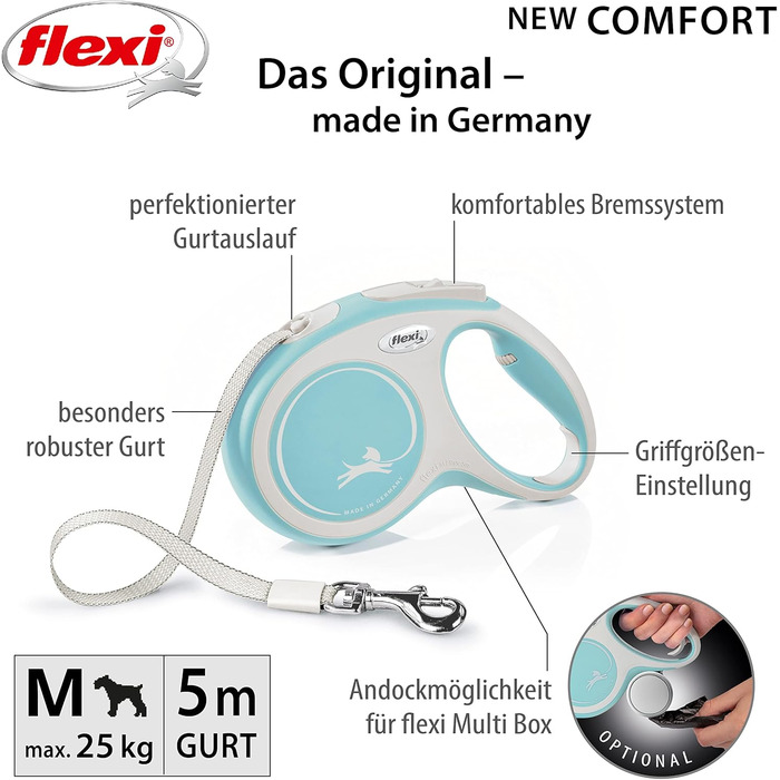 Flexi Comfort L рулетка для собак до 50 кг, 8 м, світло-блакитна