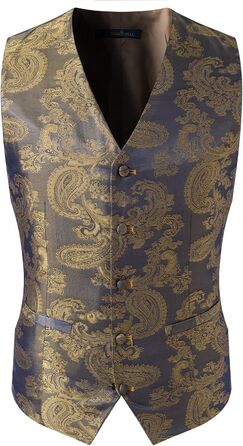 Чоловічий набір: краватка, нагрудна хустинка, візерунок пає, 4-елементний (S, золото 2)