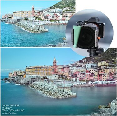 Набір фільтрів K&F Concept Nano-X: квадратний фільтр, адаптерні кільця (8 шт.), ND4