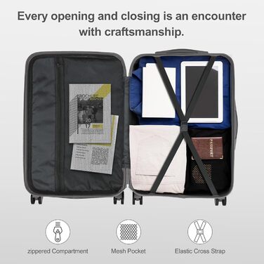 Набір валіз LALAHO 4 шт. з ABS, сірий, з телескопічним ручками, ручна поклажа