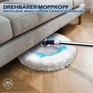 Набір для миття підлоги з відром, мікрофібра, набір мікрофібрових моп-головок, 2 в 1 відро для миття з мопом та педаллю, моп з функцією віджиму для всіх типів підлог. Колір: сірий + темно-синій