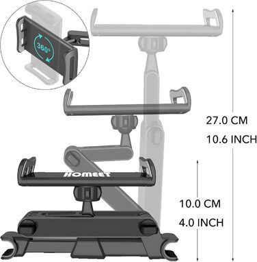 Тримач для планшета в авто, регульований, для iPad/iPhone/Samsung Galaxy/Kindle Fire/Nintendo Switch, 4.4-11 дюймів, Чорний/Червоний