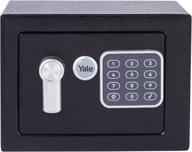 Сейф Yale з нержавіючої сталі рожевого кольору, для врізного або настінного монтажу, компактний 3.8L, електронний замок з кодом 3-8 цифр, 17x23x17cm YSV/170/DB2/P (Міні, Чорний)