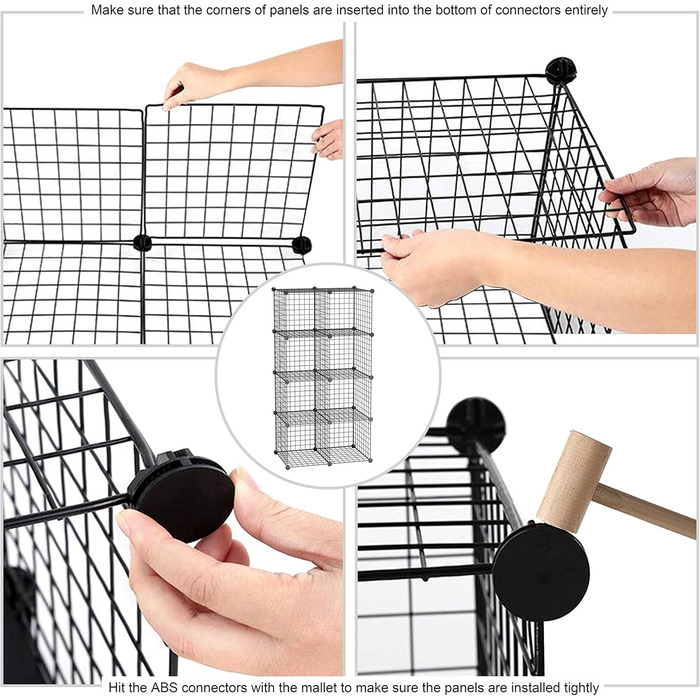 C&AHOME Wire Cube Storage, 6 - Metal Cube Organizer with C-Grids, Modular Shelf Units, Storage Shelf Racks, Closet Organizer, 93.5 in L x 31.8 in W x 93.5 in H, (8 Cubes, Black)