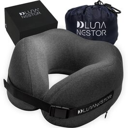 Подушка для подорожей з Memory Foam: для літака, авто, потяга – анатомічна, сіра, з чохлом