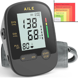 Тонометр AILE на плече для дому, цифровий з регульованою манжетою (22-42 см), автоматичний, для вимірювання артеріального тиску